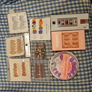Various cats eye nail coffin short square colorful pet normcore press on nails